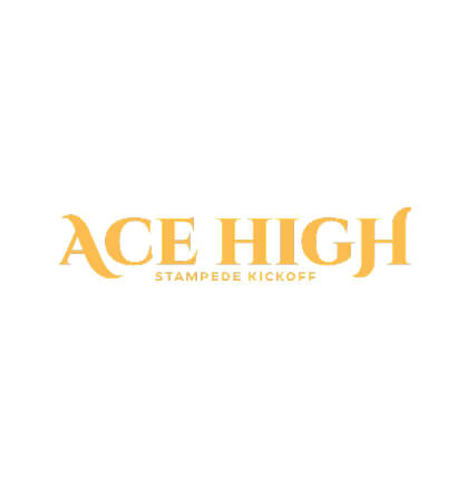 Ace High Stampede Kickoff logo in gold text on white background for Calgary IT services community support.